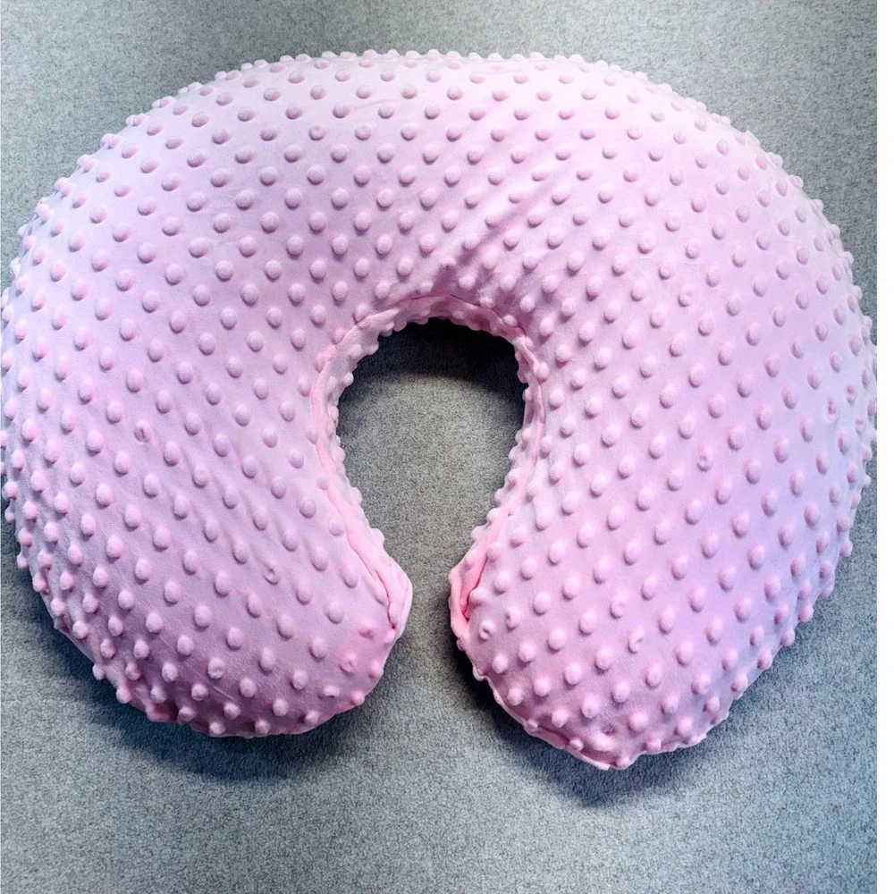 Pink Minky Dot‎ Nursing Support Pillow Soft Plush Baby Feeding Cushion Washable